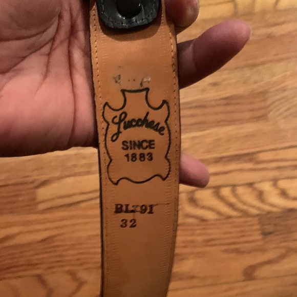 Lucchese Blue Leather Belt - Picture 1 of 3